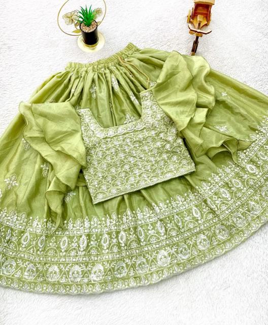 Trending  Embroidered Work Chinon Green Surat wholesale children clothing - wholesale export